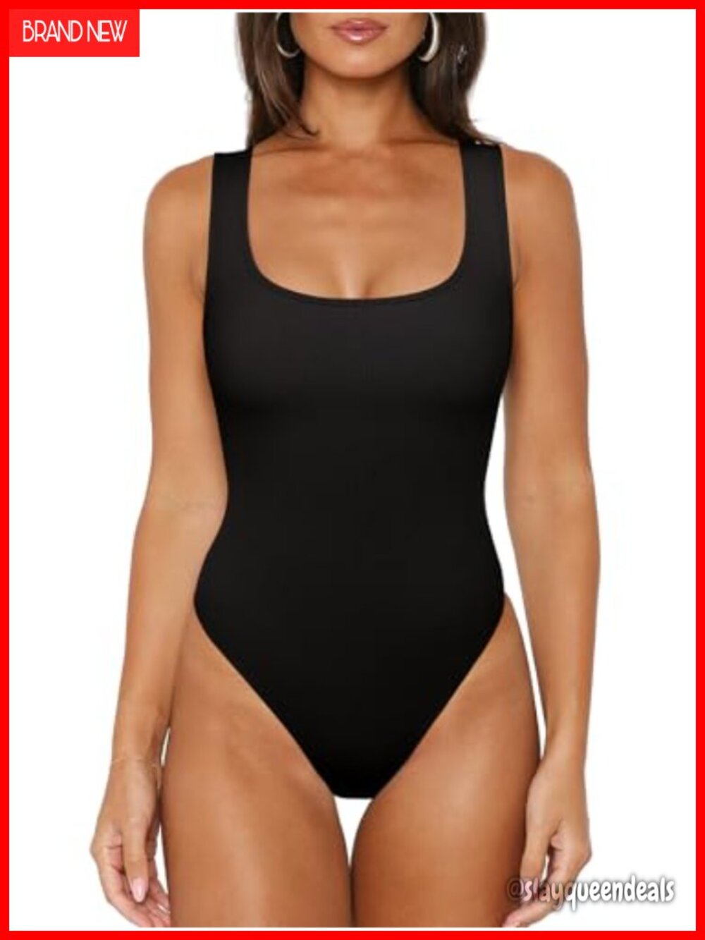 Ribbed Scoop Neck Sleeveless Bodysuit Tank Top Slimming Basic